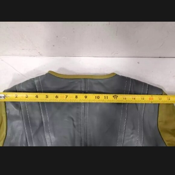 The Glamour Blueprint Trieze Biker Jacket Lambskin Leather Gray Green Women's L - Picture 11 of 12